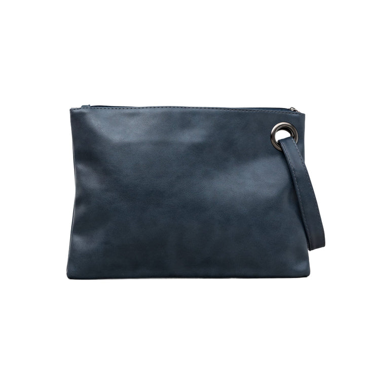 Oversized Vegan Leather Clutch Bag with Wristlet