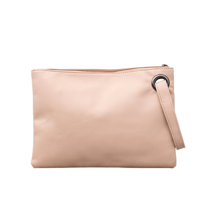 Oversized Vegan Leather Clutch Bag with Wristlet