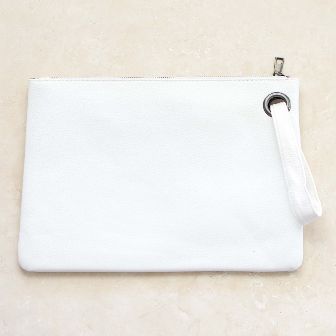 Oversized Vegan Leather Clutch Bag with Wristlet