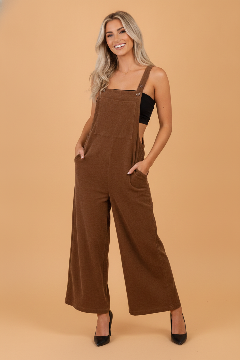 Wide Leg Corduroy Bib Overalls – Relaxed Boho Style