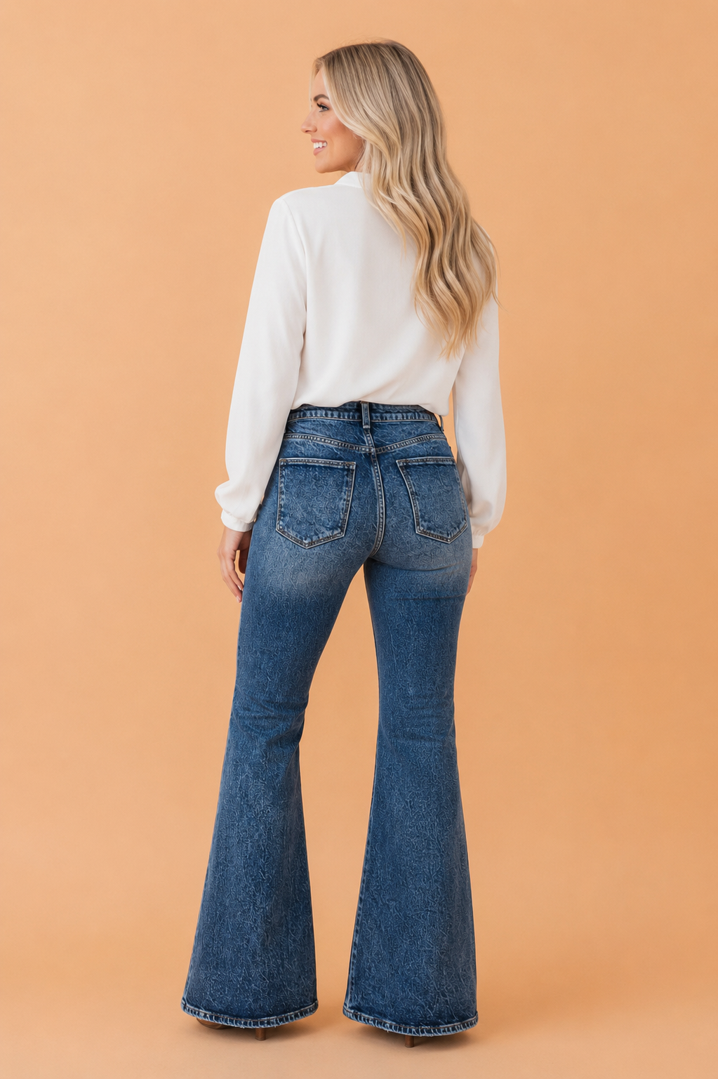 Acid Wash High Waist Flare Jeans