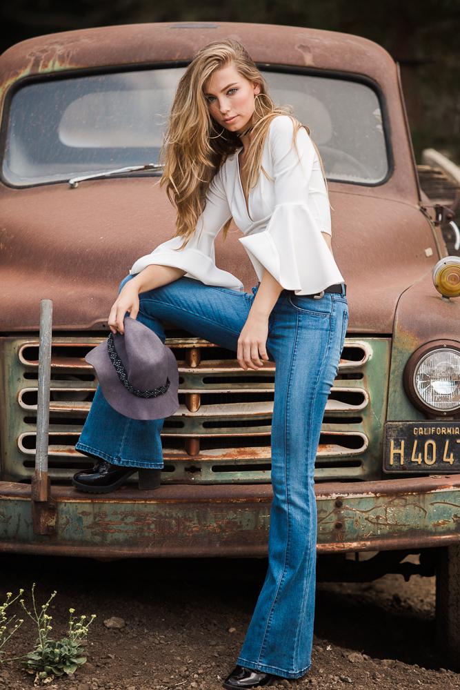 Rumor Has It Front Seam Flared Denim Pants