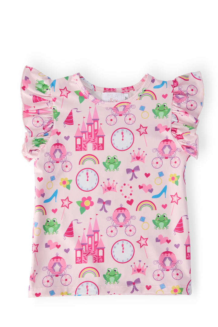 Mila &amp; Rose Girls Princess &amp; the Froggie Short Sleeve Ruffle Tee – Toddler &amp; Kids Sizes