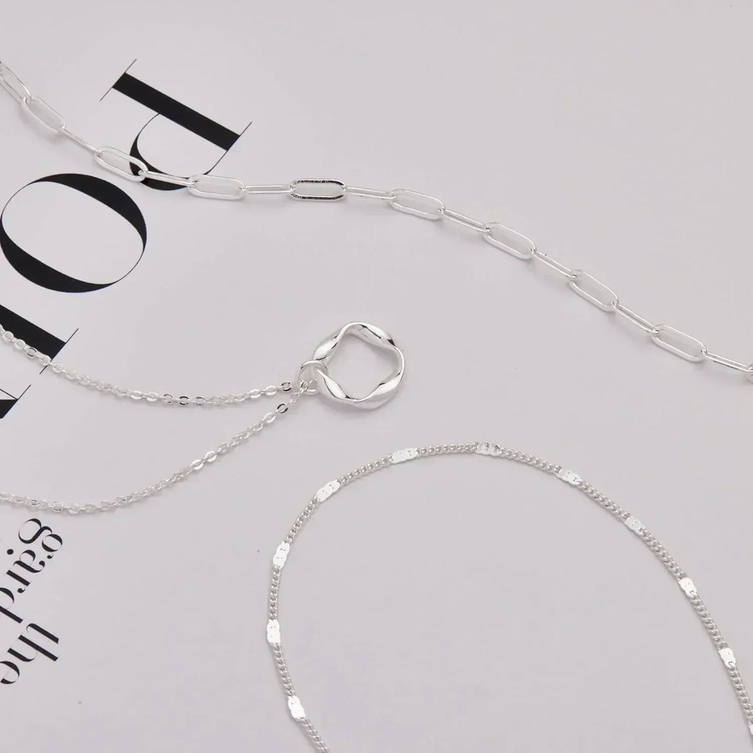 Layered Chain Necklace Set | Gold &amp; Silver Stackable Choker Trio