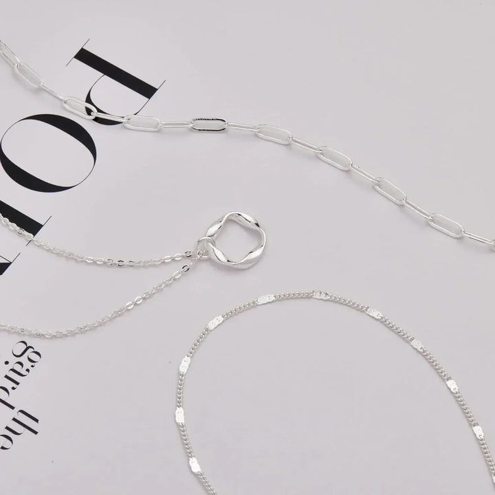 Layered Chain Necklace Set | Gold &amp; Silver Stackable Choker Trio