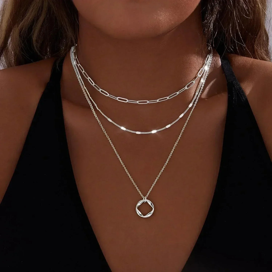 Layered Chain Necklace Set | Gold &amp; Silver Stackable Choker Trio