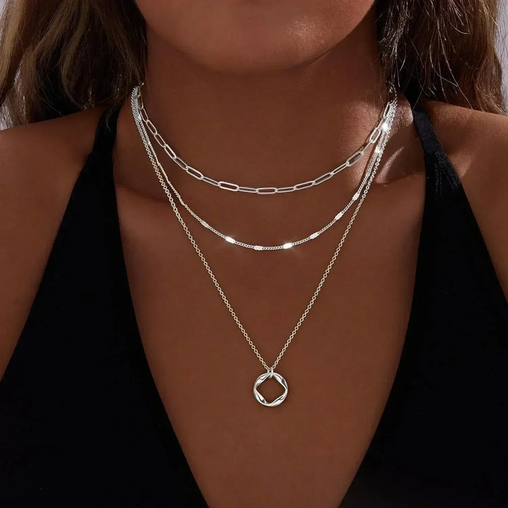 Layered Chain Necklace Set | Gold &amp; Silver Stackable Choker Trio