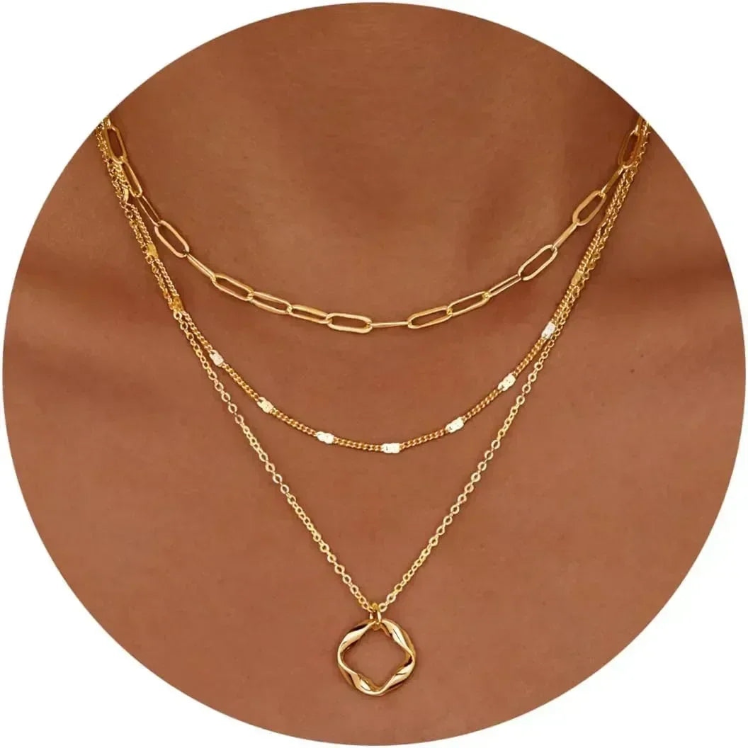 Layered Chain Necklace Set | Gold &amp; Silver Stackable Choker Trio