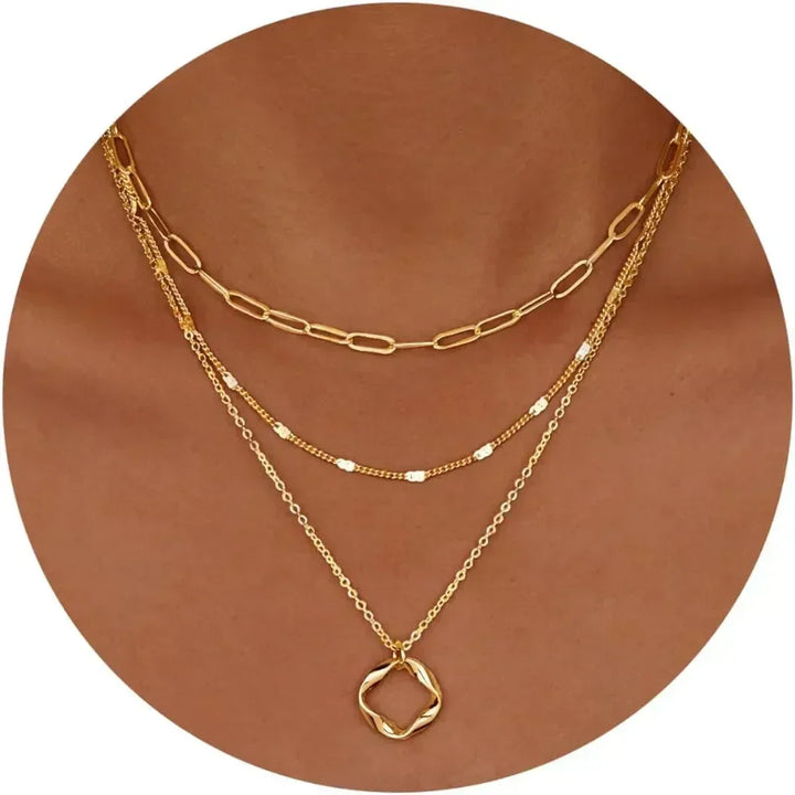 Layered Chain Necklace Set | Gold &amp; Silver Stackable Choker Trio