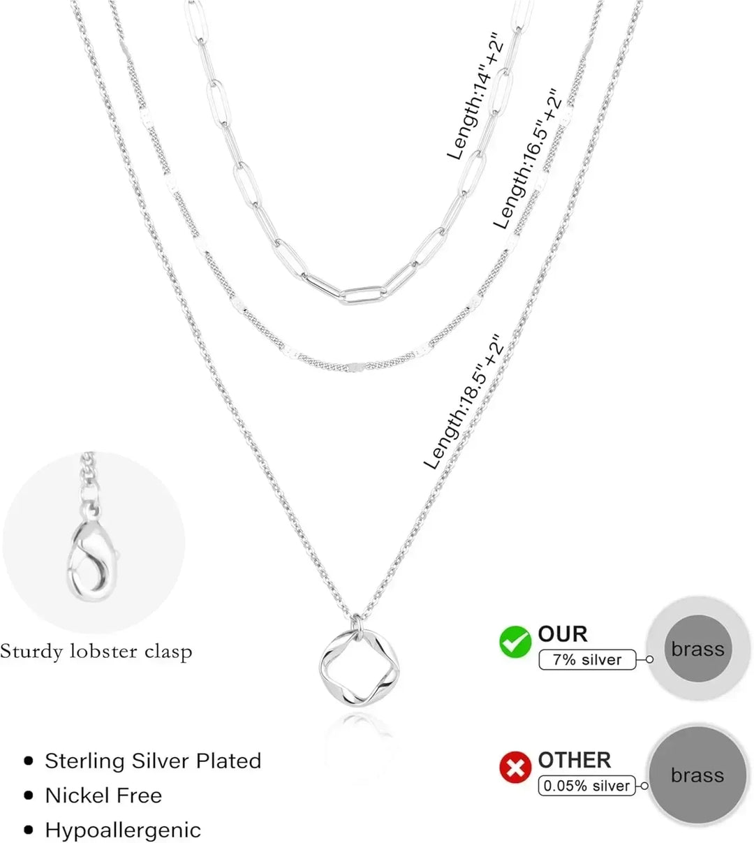 Layered Chain Necklace Set | Gold &amp; Silver Stackable Choker Trio
