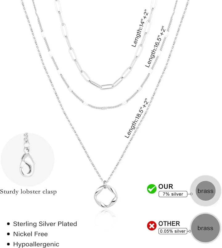 Layered Chain Necklace Set | Gold &amp; Silver Stackable Choker Trio