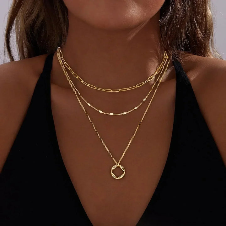 Layered Chain Necklace Set | Gold &amp; Silver Stackable Choker Trio