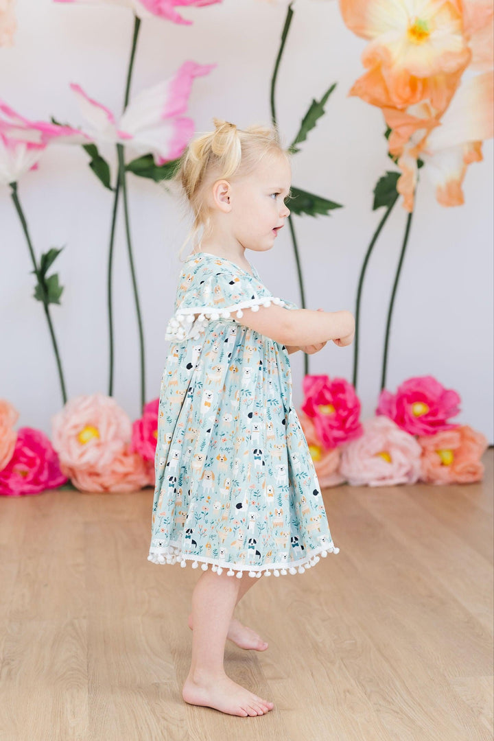 Mila &amp; Rose Girls Furry Friends Pom Pom Dress – Toddler &amp; Kids Sizes 12-24M to 7/8