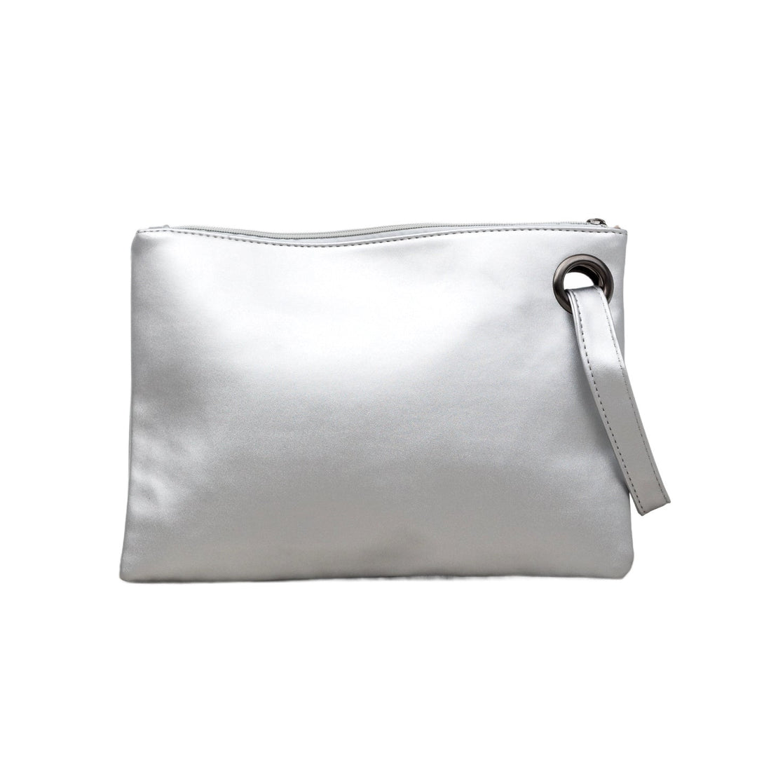 Oversized Vegan Leather Clutch Bag with Wristlet