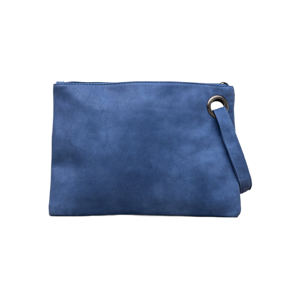Oversized Vegan Leather Clutch Bag with Wristlet