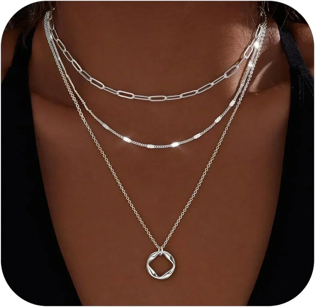 Layered Chain Necklace Set | Gold &amp; Silver Stackable Choker Trio