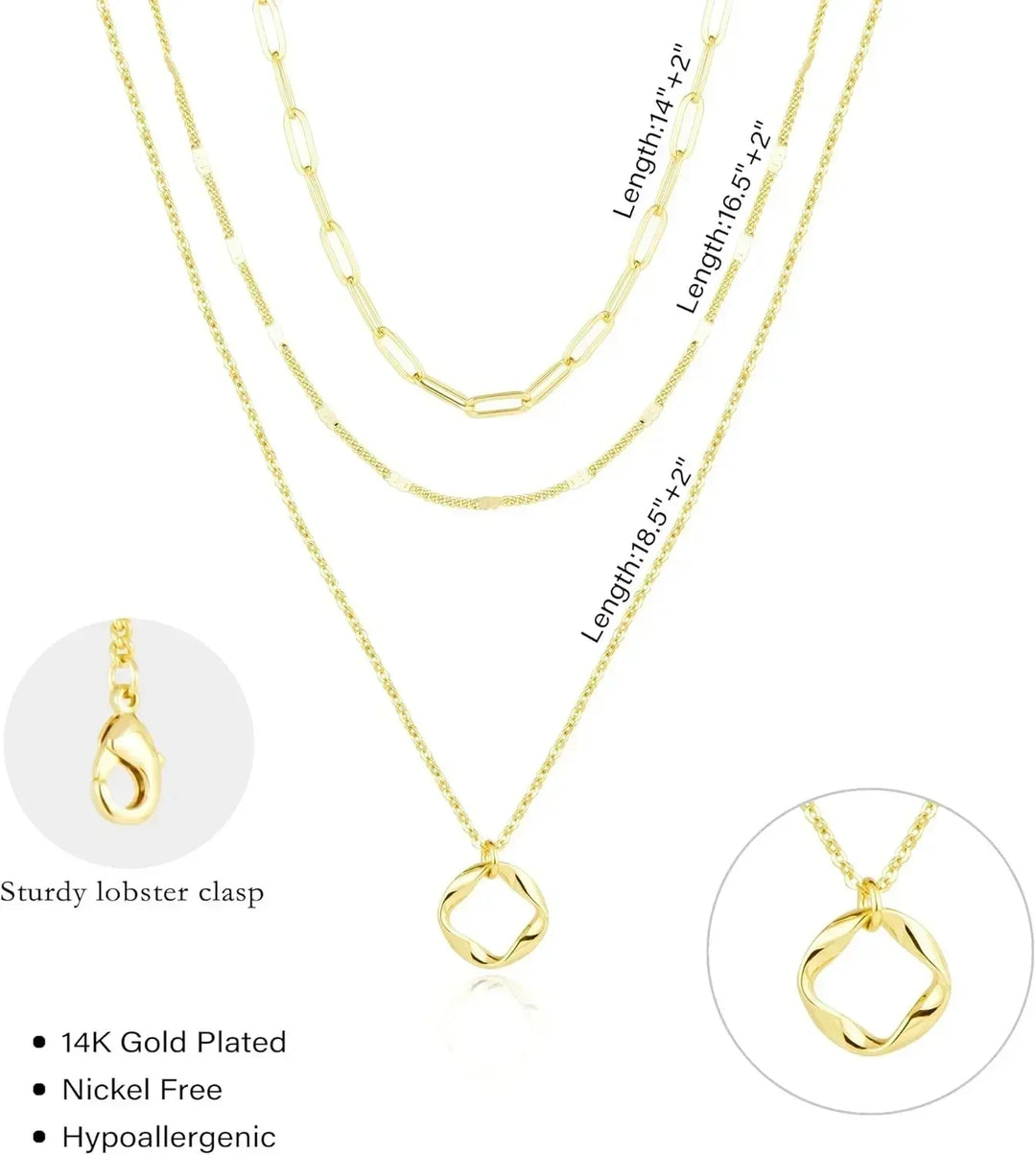 Layered Chain Necklace Set | Gold &amp; Silver Stackable Choker Trio