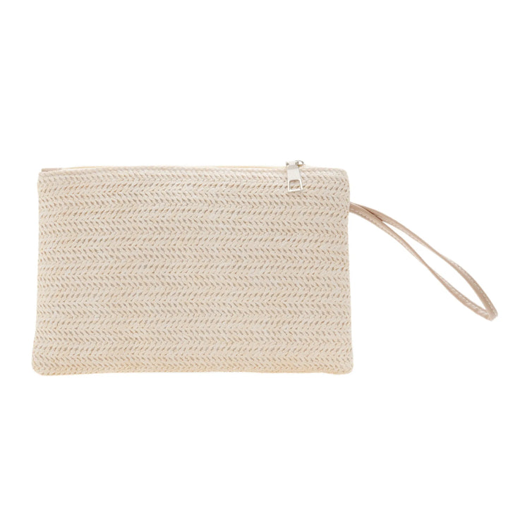 Woven Straw Wristlet Clutch | Boho Zipper Clutch Bag
