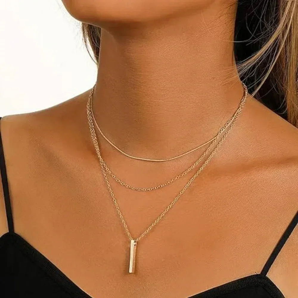 Gold Charm Necklace Set | 3-Piece Star, Pearl &amp; Cross Pendant Layering Necklaces