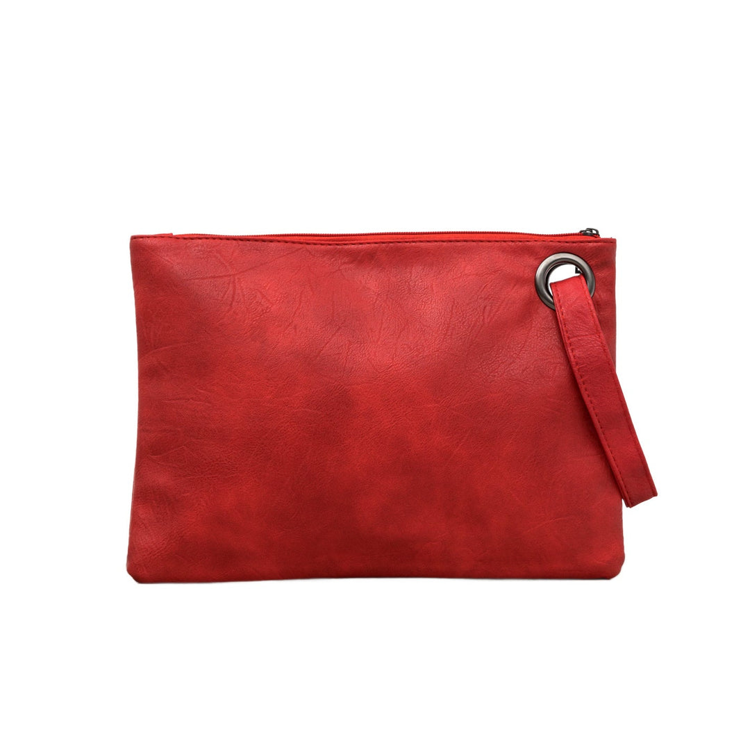Oversized Vegan Leather Clutch Bag with Wristlet
