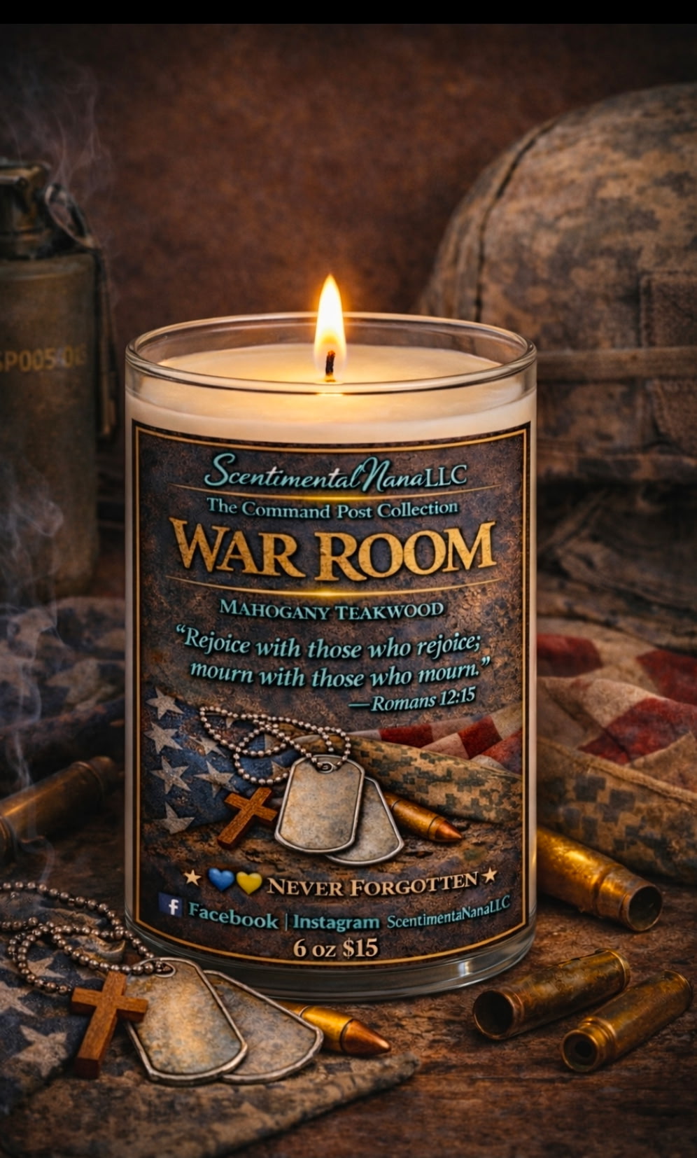 War Room Candle – Mahogany Teakwood | Scentimental Nana