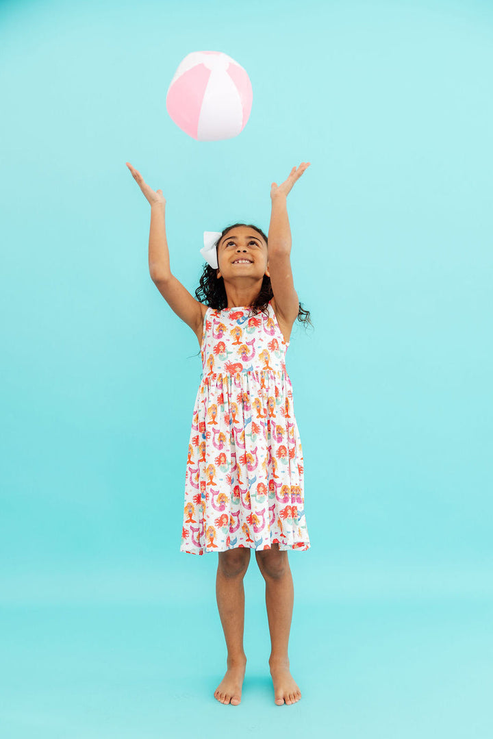 Mila &amp; Rose Girls Watercolor Mermaids Tank Twirl Dress – Toddler &amp; Kids Sizes