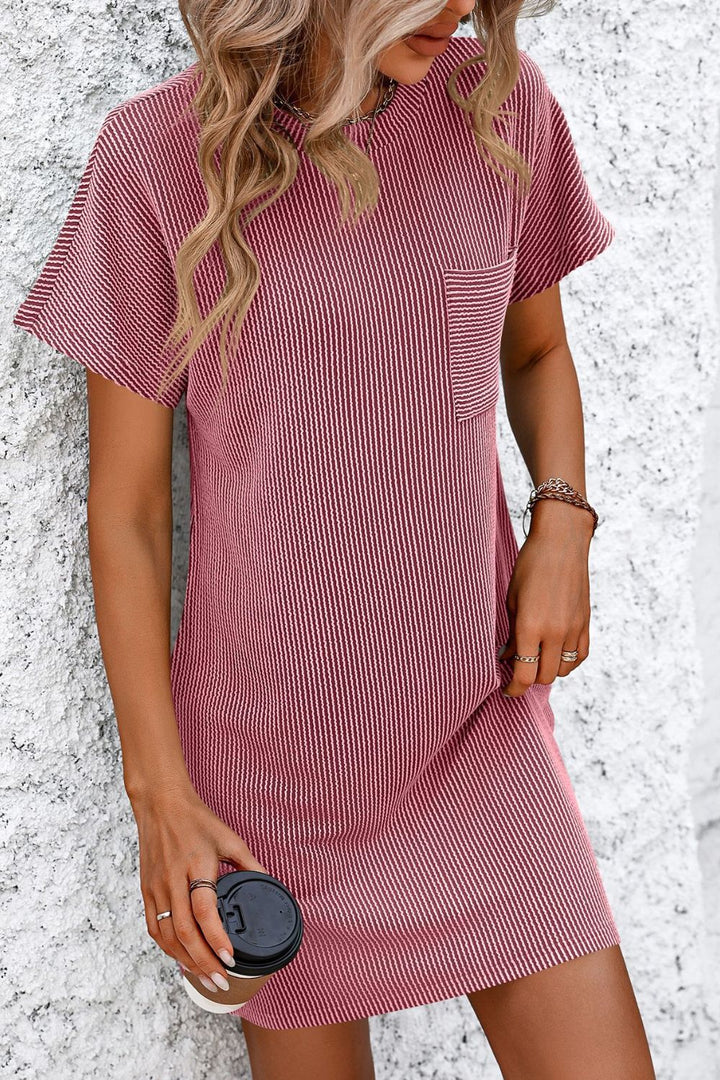 Mandy Ribbed Striped Mini Tee Dress
