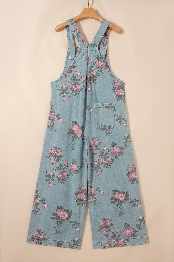 Olivia Wide Leg Denim Jumpsuit | Vintage Wash Boho Overalls