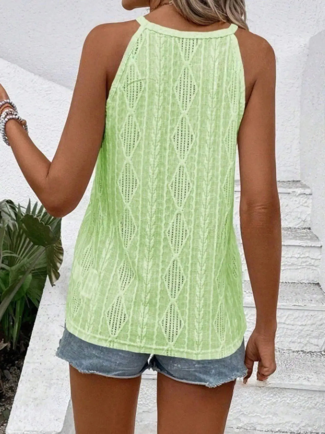 Eyelet Textured Tank Top