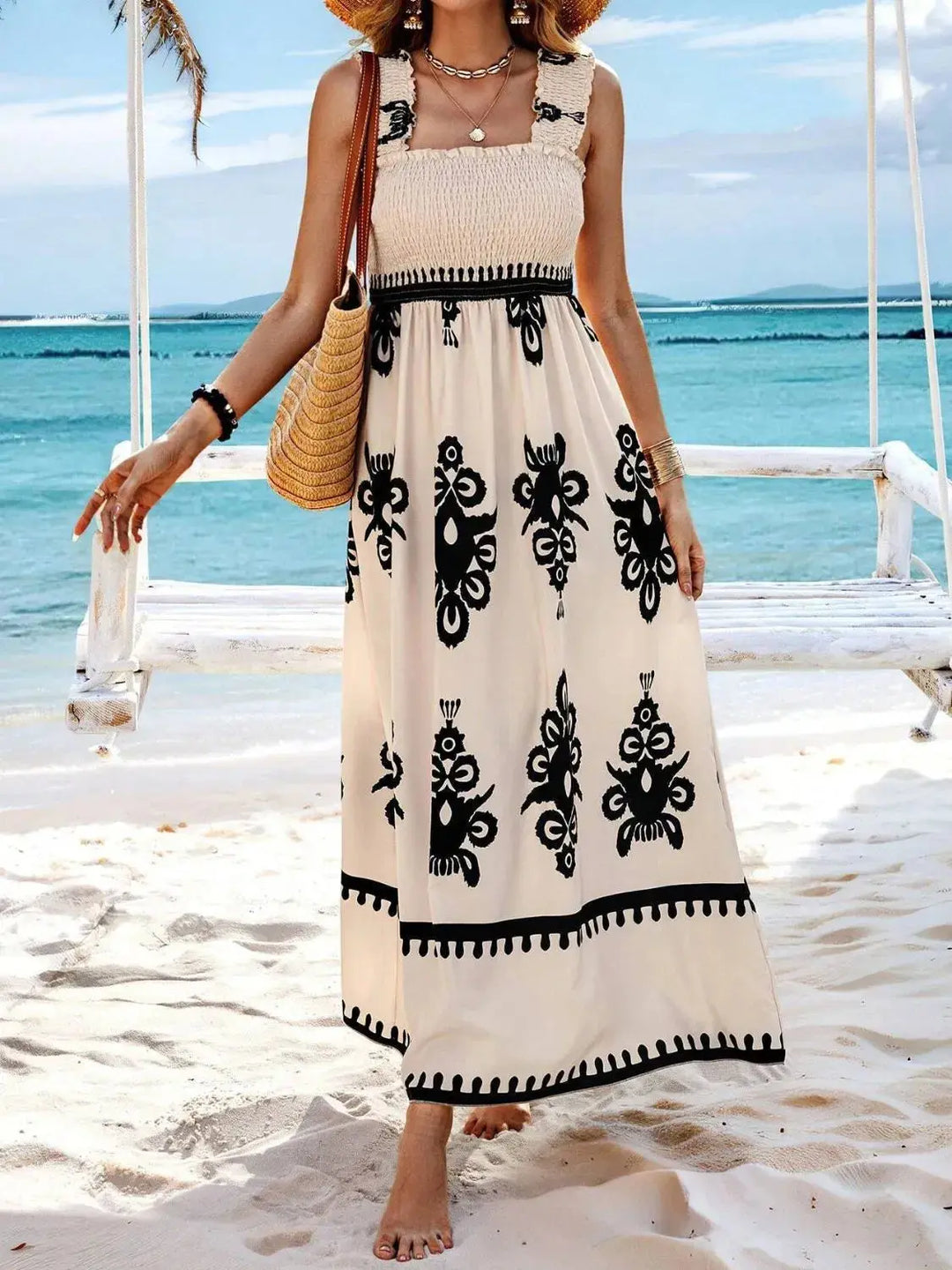Boho Smocked Maxi Dress