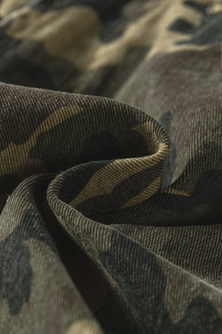 Camo High Waisted Denim Shorts