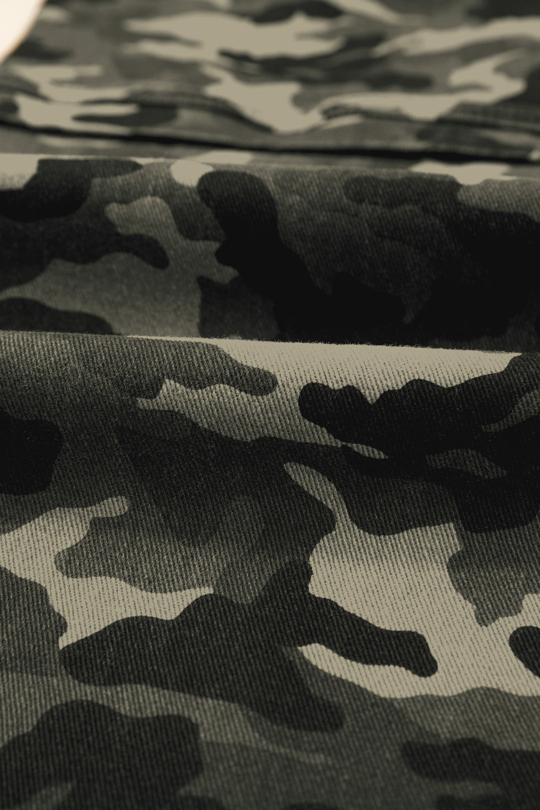 Camo Denim Cargo Pocket Wide Leg Pants