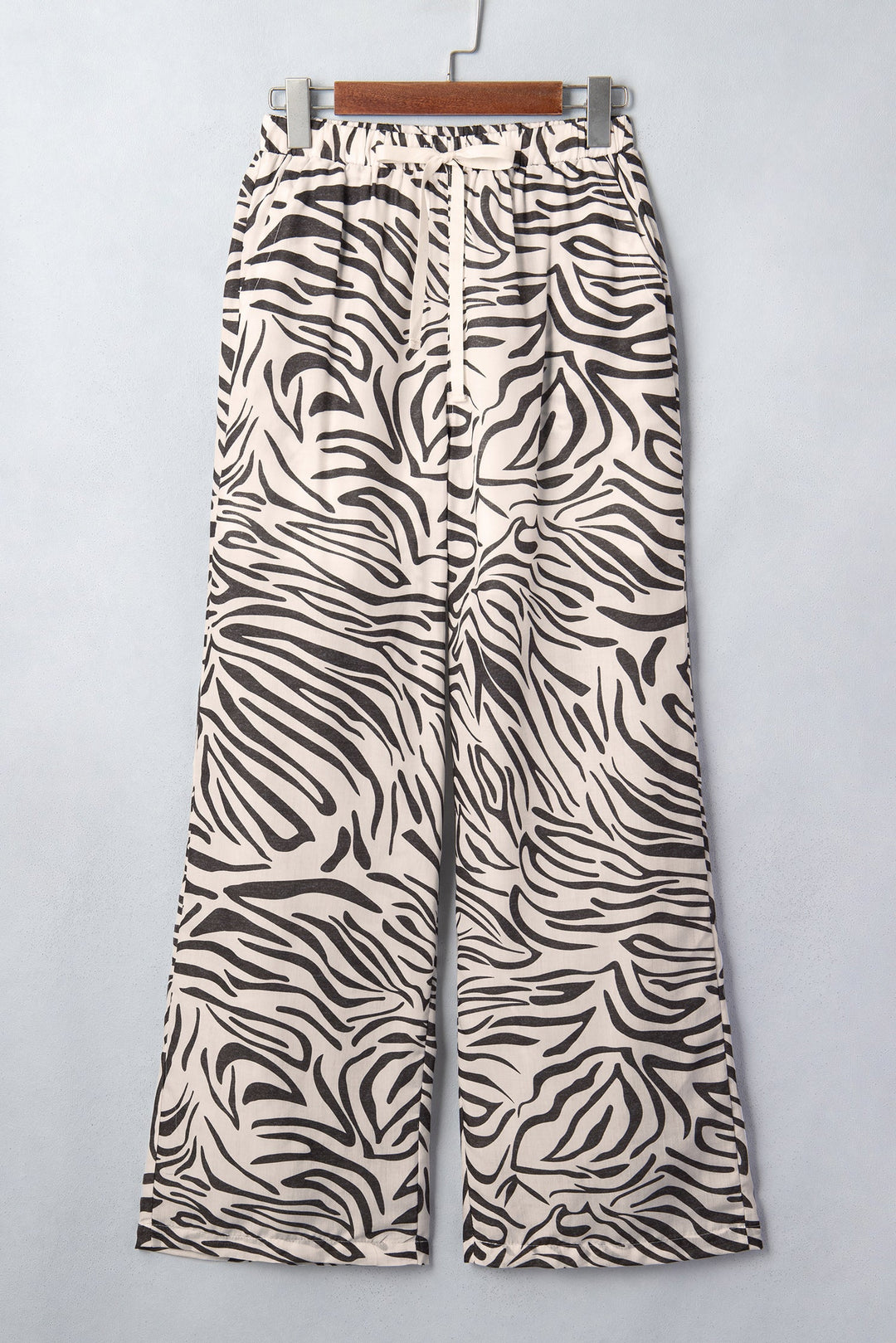 Western Zebra Drawstring High Waist Pocketed Pants