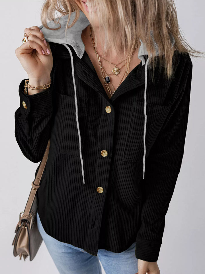 Trailside Charm Hooded Corduroy Button-Down Jacket