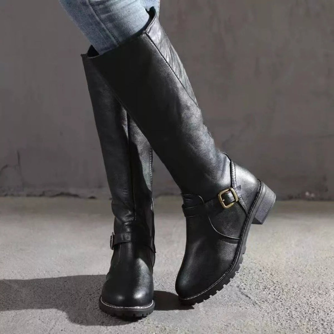 Round-Toe Block Heel Boots