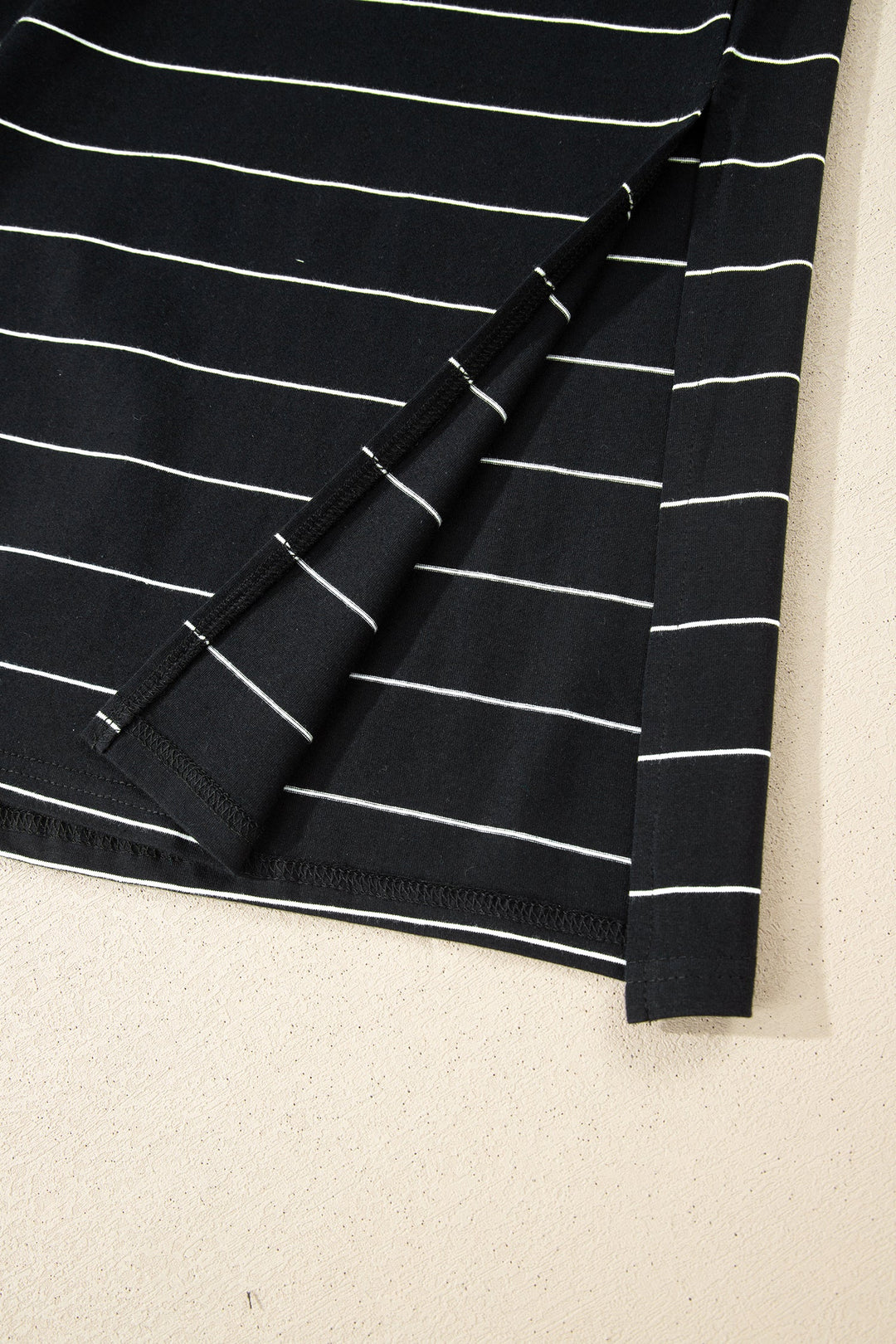 Stripe Short Sleeve Side Slit Maxi Dress