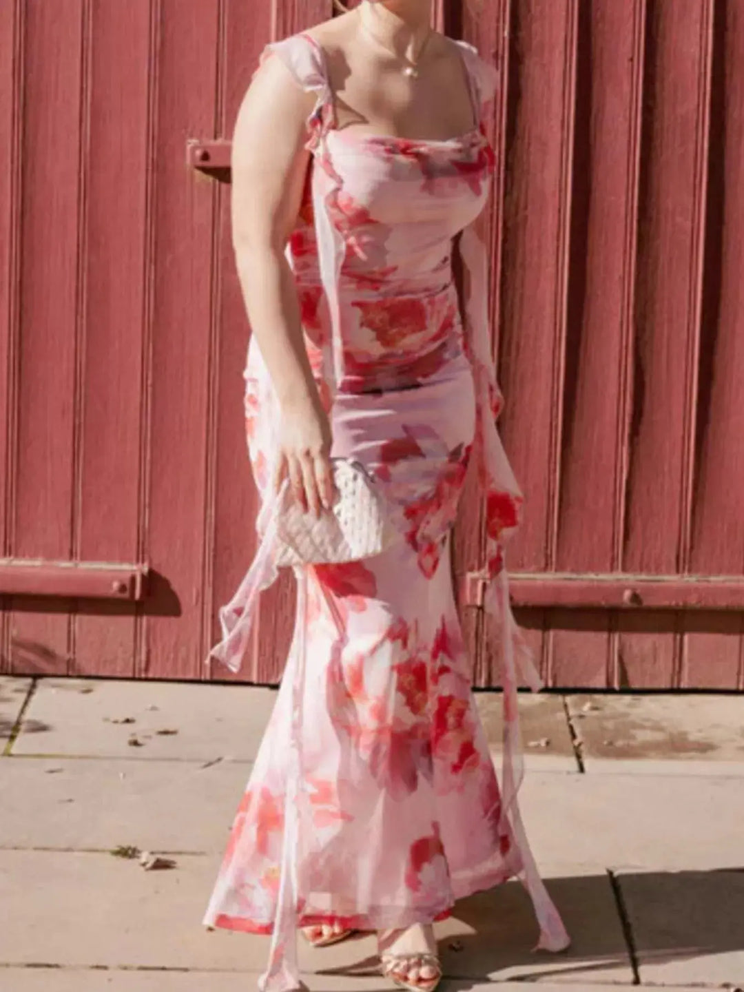 Floral Print Ruffle Maxi Dress
