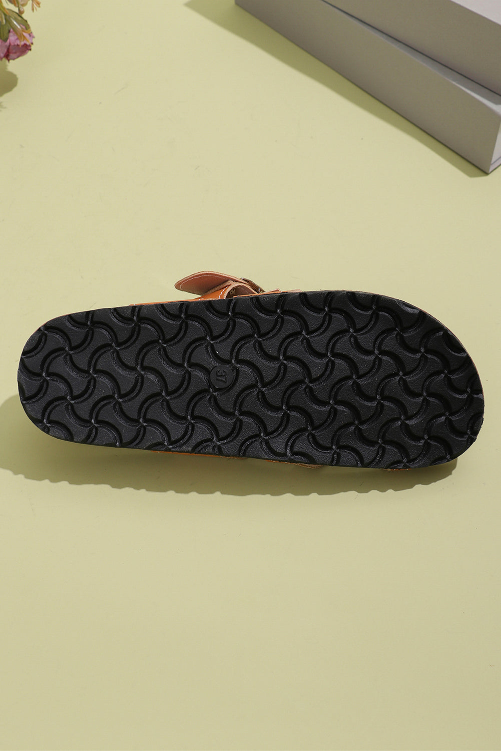 Karla Toe Ring Outdoor Slippers | Faux Suede Adjustable Strap | Camel