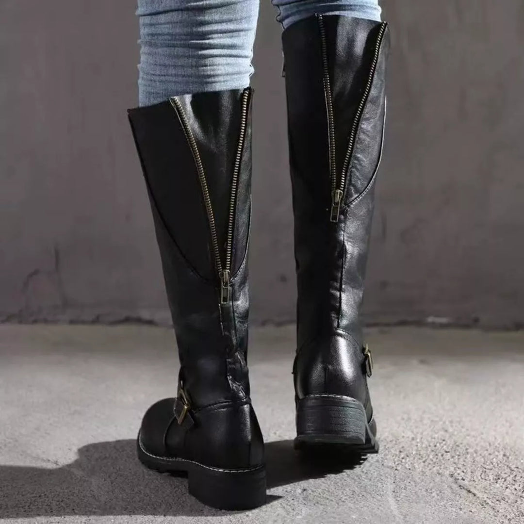 Round-Toe Block Heel Boots