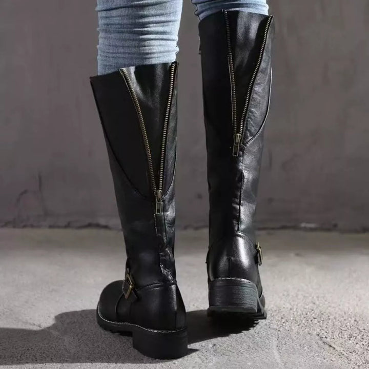 Round-Toe Block Heel Boots