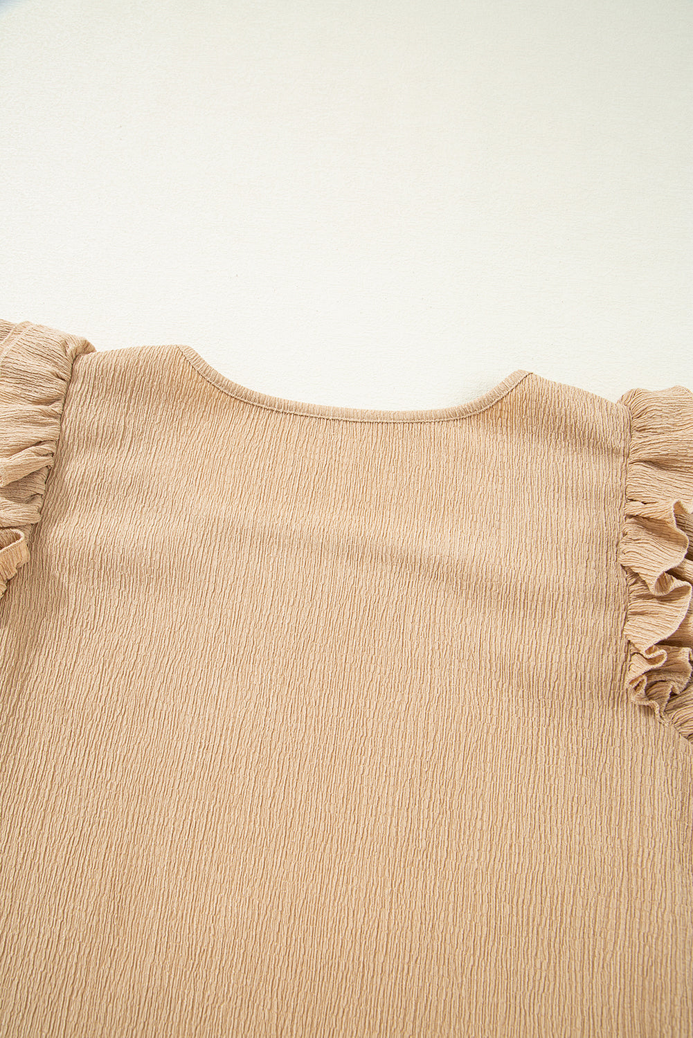 Square Neck Textured Ruffle Sleeve Blouse