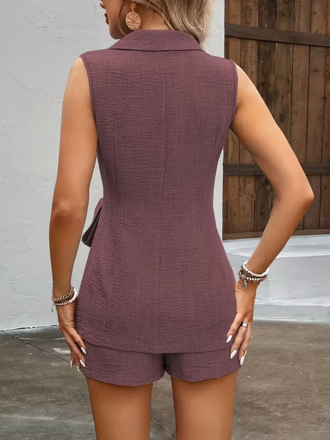 Sleeveless Blazer &amp; Shorts Set with Tie Waist | Women&