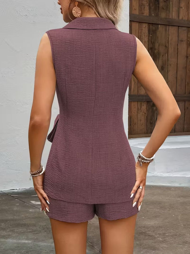 Sleeveless Blazer &amp; Shorts Set with Tie Waist | Women&
