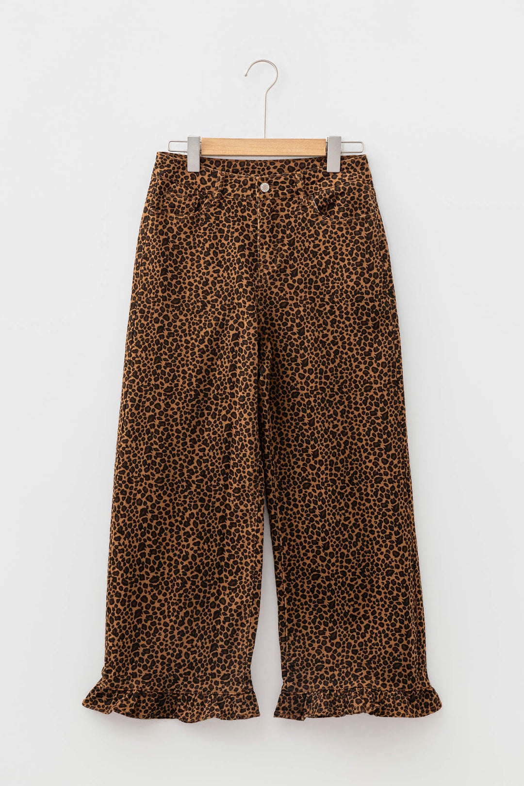 Leopard Ruffle Hem Shift Jeans