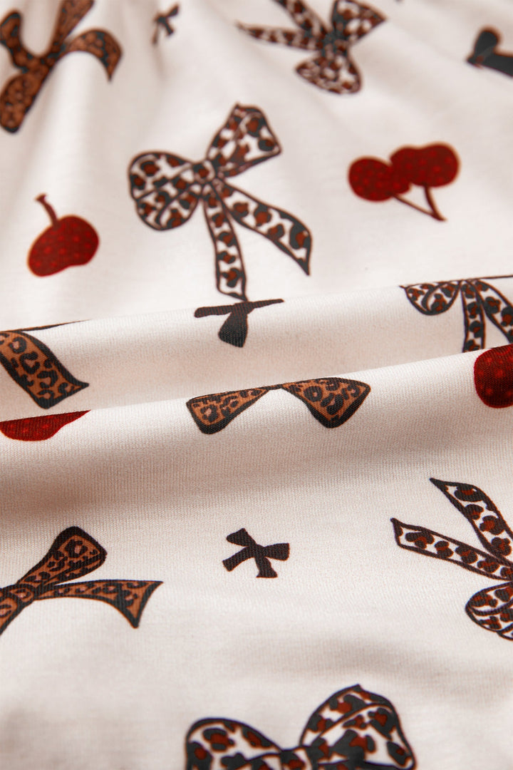 Della Cherry Bow Patchwork Pajama Lounge Set