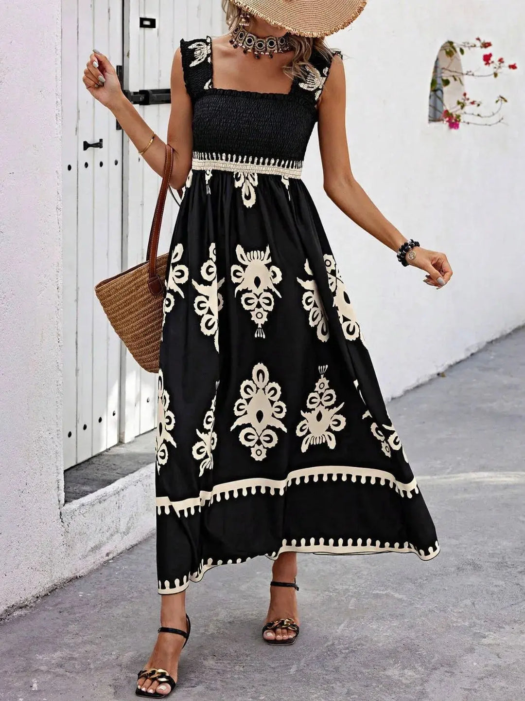 Boho Smocked Maxi Dress