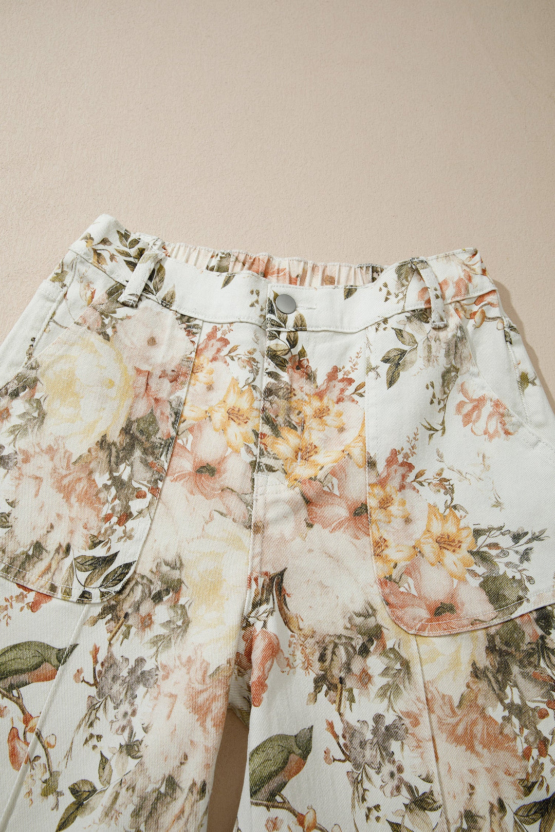 Floral Denim Wide Leg Jeans