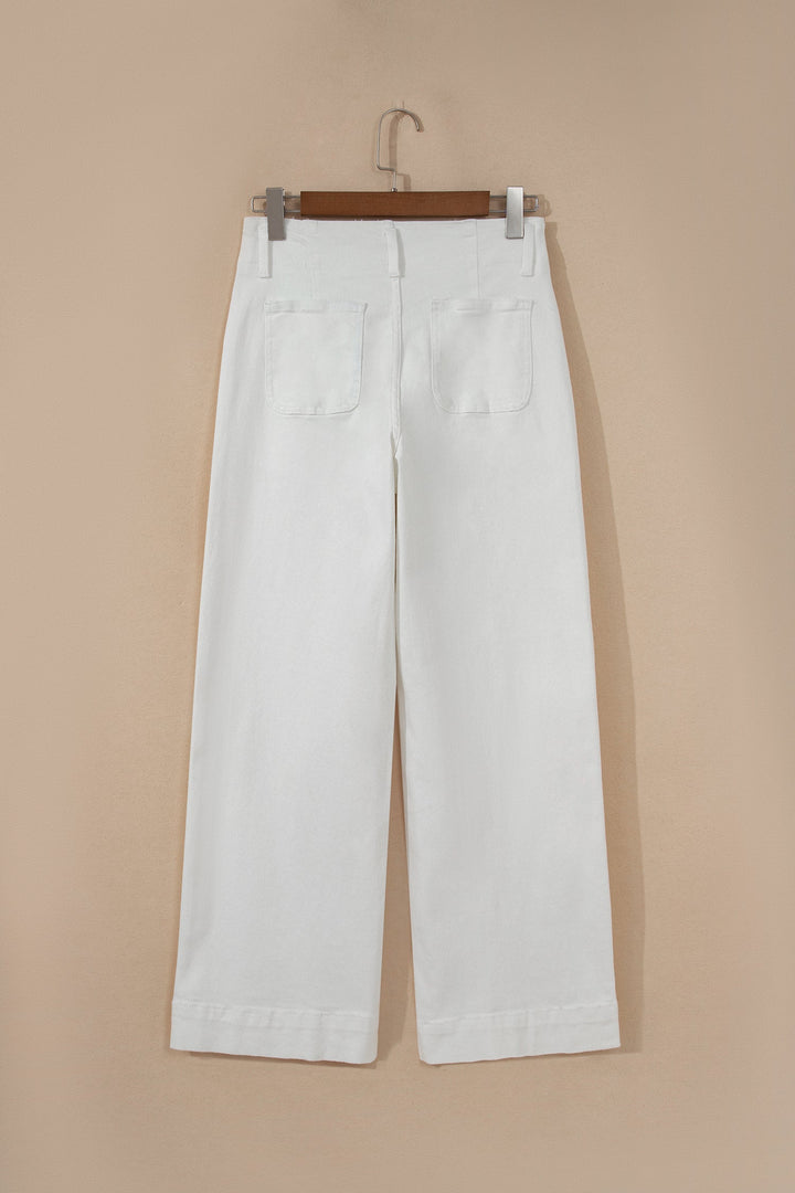 Double Button High Waist Wide Leg Jeans