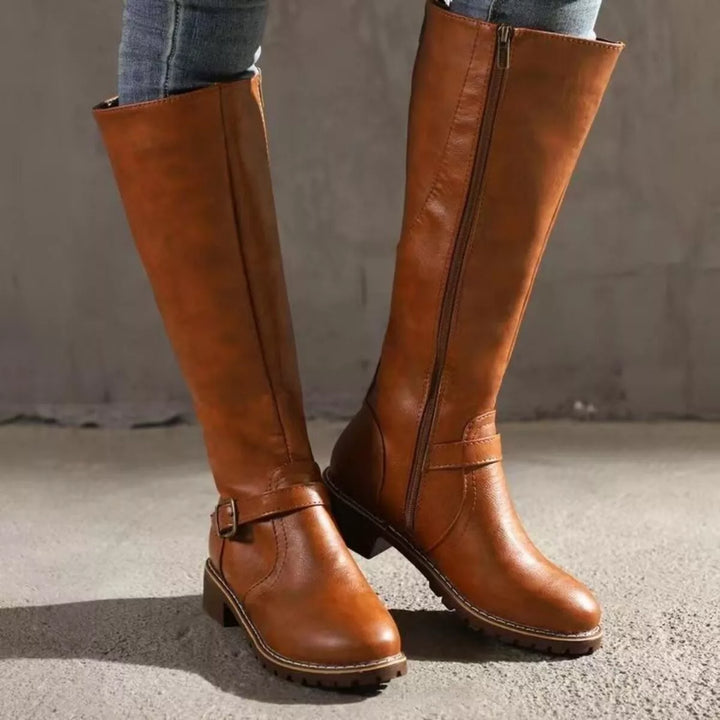 Round-Toe Block Heel Boots