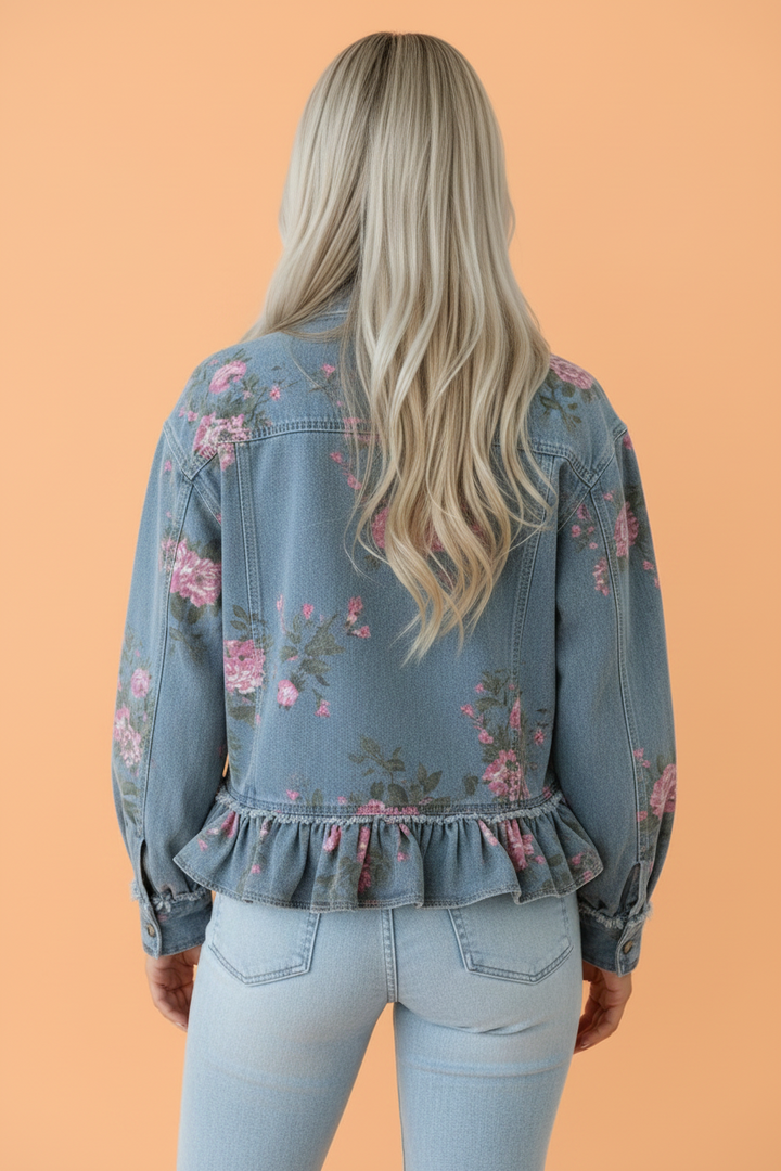 Floral Ruffle Hem Jacket